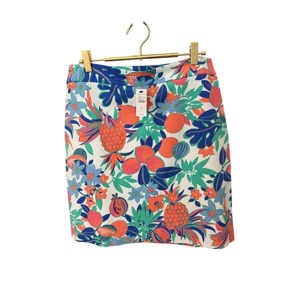 Talbots Tropical Print A‑Line Skirt White Pink Blue Green NWT Women’s 8 - Picture 3 of 7